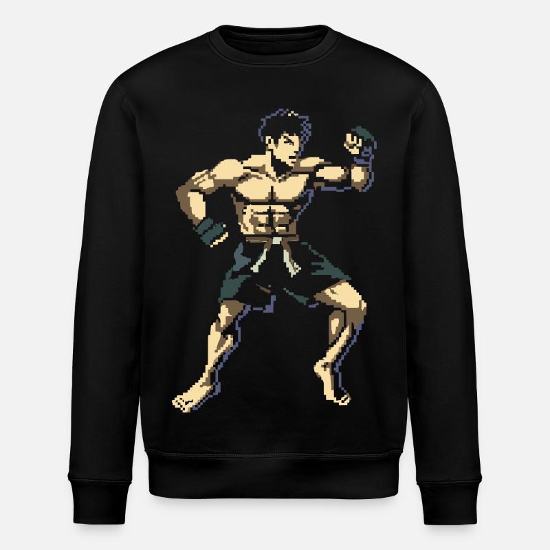 Kickboxer Pixel Graphics - Stanley/Stella ROLLER Unisex Organic Sweatshirt - black