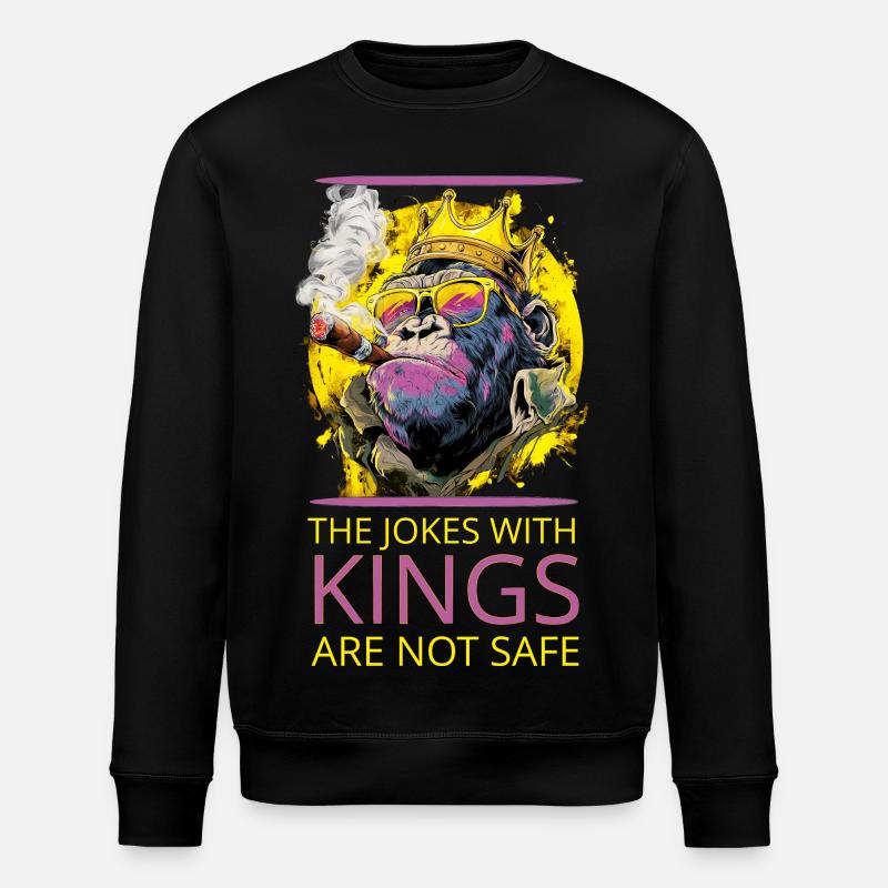Gorilla mit Krone und Zigarre - Stanley/Stella Unisex Bio-Sweatshirt ROLLER - Schwarz