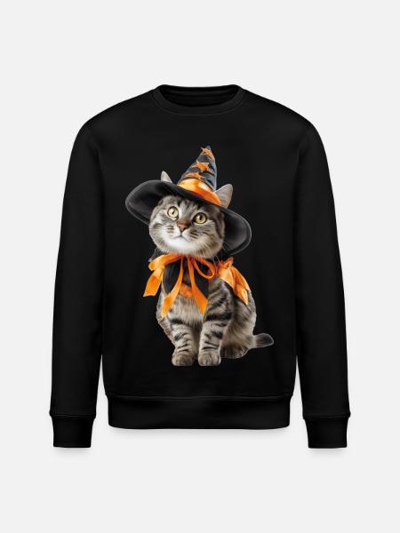 Cat Witches Wizard Costume Halloween - Stanley/Stella ROLLER Unisex Organic Sweatshirt - black