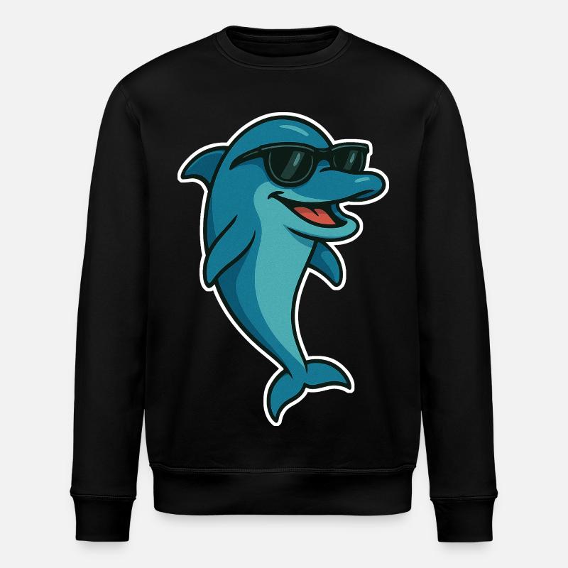 Delfin mit Sonnebrille - Stanley/Stella Unisex Bio-Sweatshirt ROLLER - Schwarz