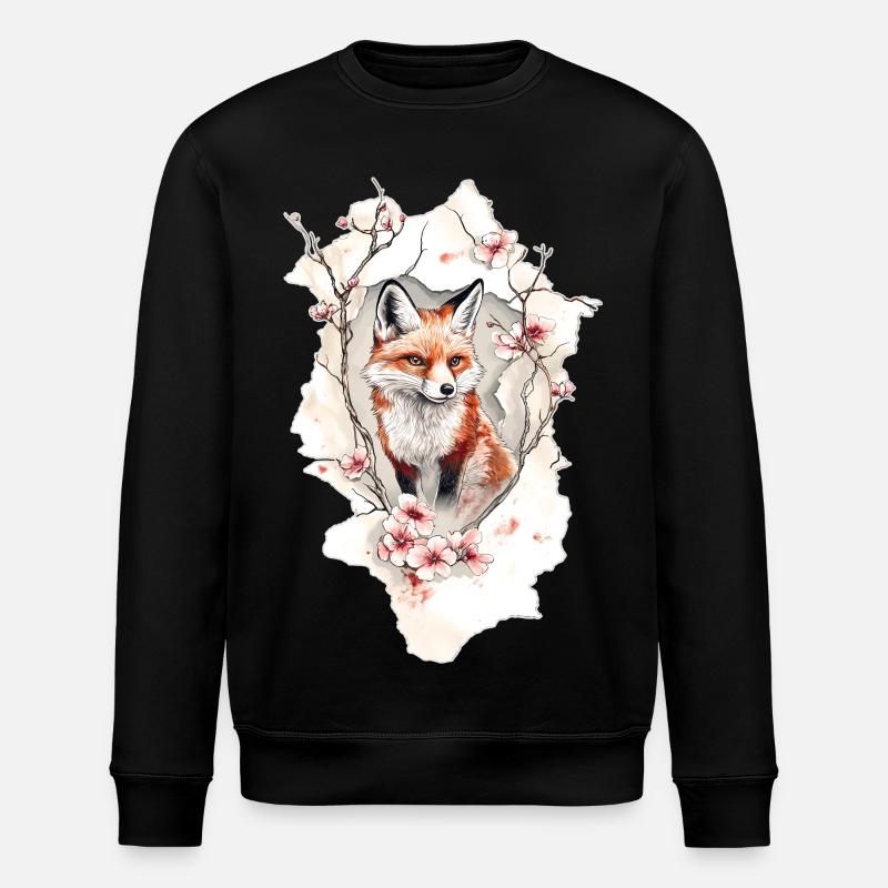 Fleurs de cerisier renard - Sweat bio ROLLER Stanley/Stella Unisexe - noir