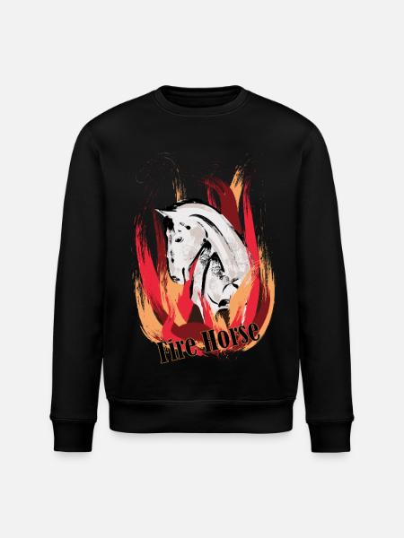 Feuerpferd – Illustration mit Flammen - Stanley/Stella Unisex Bio-Sweatshirt ROLLER - Schwarz