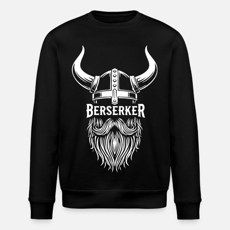 Wikinger-Berserker-Hornhelm-Bart-Maskottchen - Stanley/Stella Unisex Bio-Sweatshirt ROLLER - Schwarz