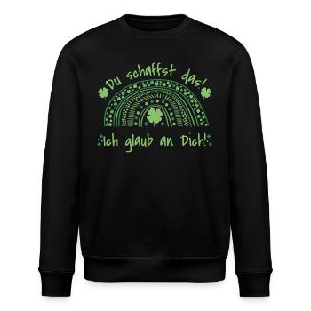 Du schaffst das - Ich glaub an dich - Mut machen - Stanley/Stella Unisex Bio-Sweatshirt ROLLER - Schwarz - Vorne - Nik (191cm)