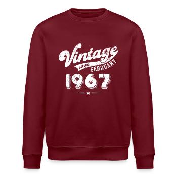 Vintage since February 1967 Geburtstag Geschenk - Stanley/Stella Unisex Bio-Sweatshirt ROLLER - Burgunderrot - Vorne - Nik (191cm)
