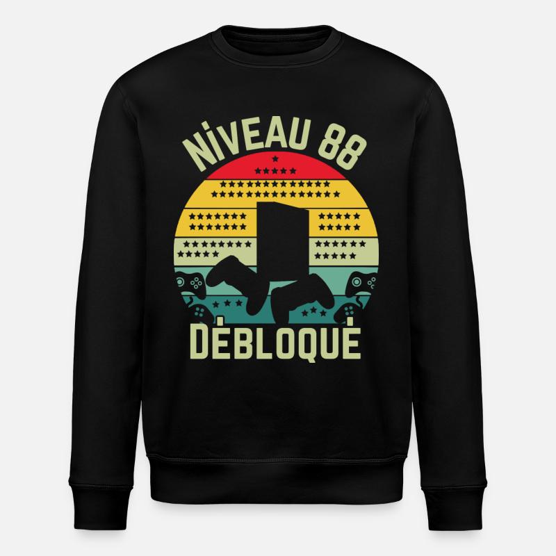 Level 88 Unlocked - Stanley/Stella ROLLER Unisex Organic Sweatshirt - black