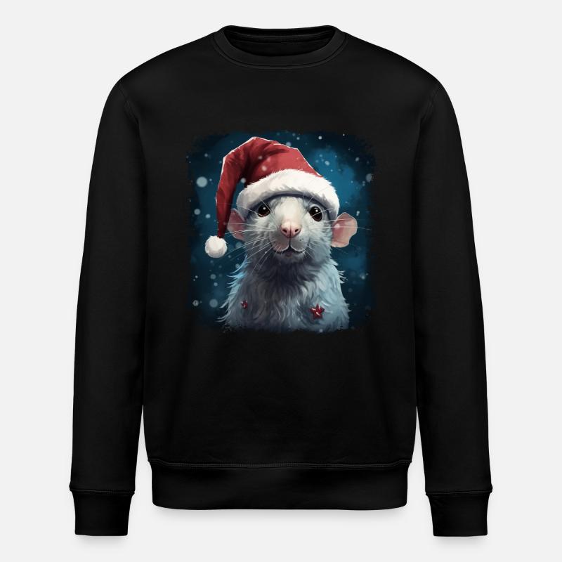 Cool Christmas Punk Rat - Stanley/Stella ROLLER Unisex Organic Sweatshirt - black