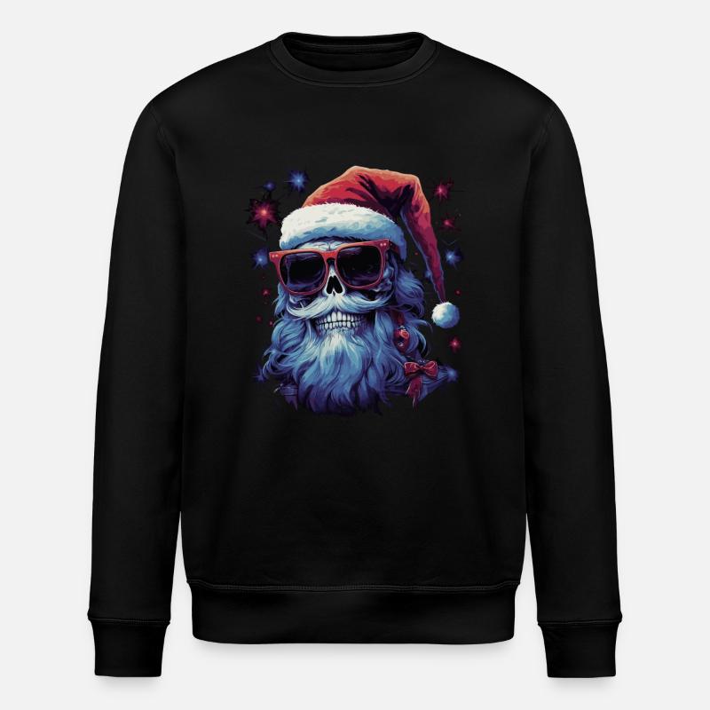 Skull with Santa hat - Stanley/Stella ROLLER Unisex Organic Sweatshirt - black