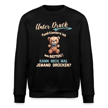 Lustige Kollegen Sprüche Teddybär Geschenkideen - Stanley/Stella Unisex Bio-Sweatshirt ROLLER - Schwarz - Vorne - Nik (191cm)
