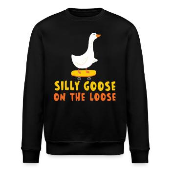 Die Dumme Gans Auf Freiem Fuß - Stanley/Stella Unisex Bio-Sweatshirt ROLLER - Schwarz - Vorne - Nik (191cm)