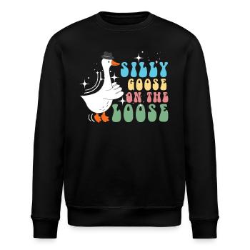 Die Dumme Gans Auf Freiem Fuß - Stanley/Stella Unisex Bio-Sweatshirt ROLLER - Schwarz - Vorne - Nik (191cm)
