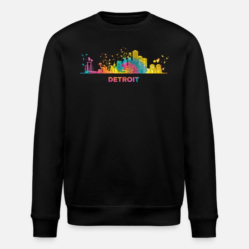 Detroiter Skyline Detroit - Stanley/Stella Unisex Bio-Sweatshirt ROLLER - Schwarz