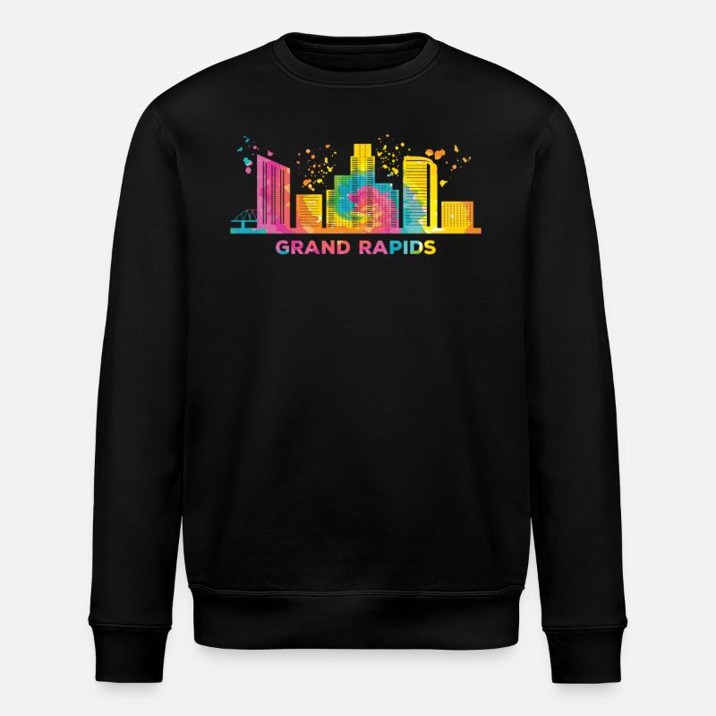 Grand Rapidian Skyline Grand Rapids - Stanley/Stella ROLLER Unisex Organic Sweatshirt - black