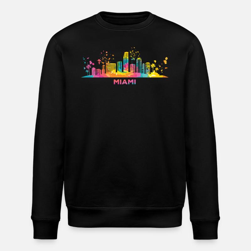 Miamian Skyline Miami - Sweat bio ROLLER Stanley/Stella Unisexe - noir