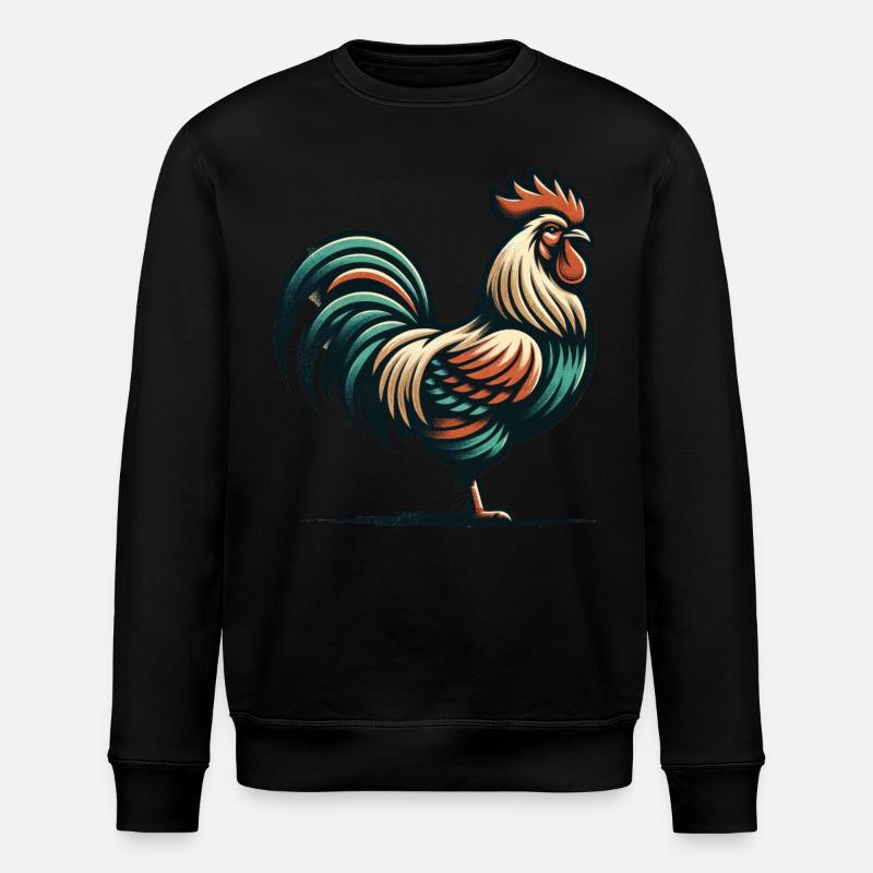 Rustic Rooster Charm - Stanley/Stella ROLLER Unisex Organic Sweatshirt - black