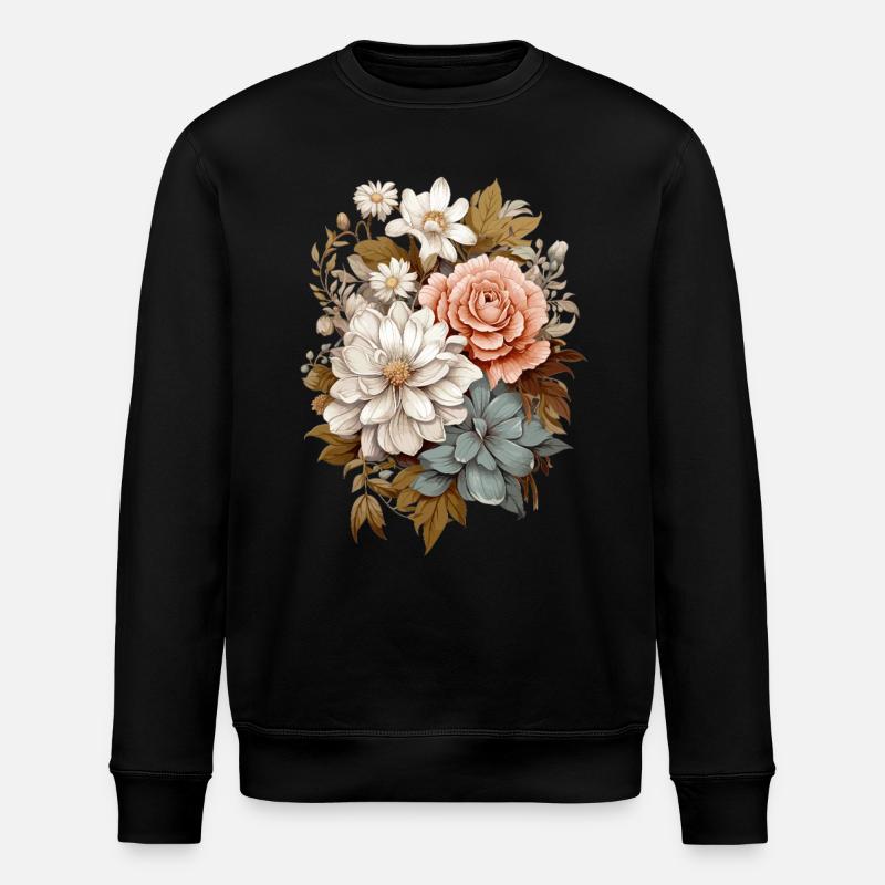 Fleurs délicates en pastel - Sweat bio ROLLER Stanley/Stella Unisexe - noir