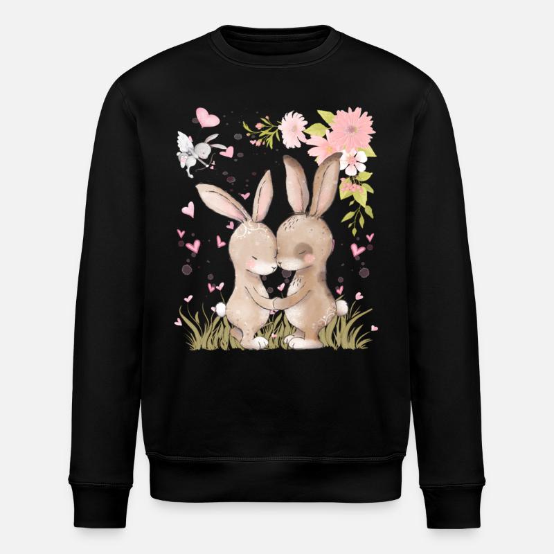 Lapins amoureux des cœurs - Sweat bio ROLLER Stanley/Stella Unisexe - noir