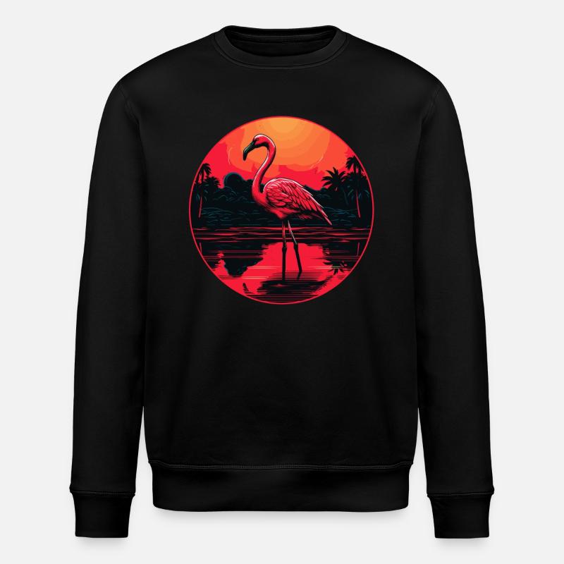 Sonnenuntergang Flamingo - Stanley/Stella Unisex Bio-Sweatshirt ROLLER - Schwarz