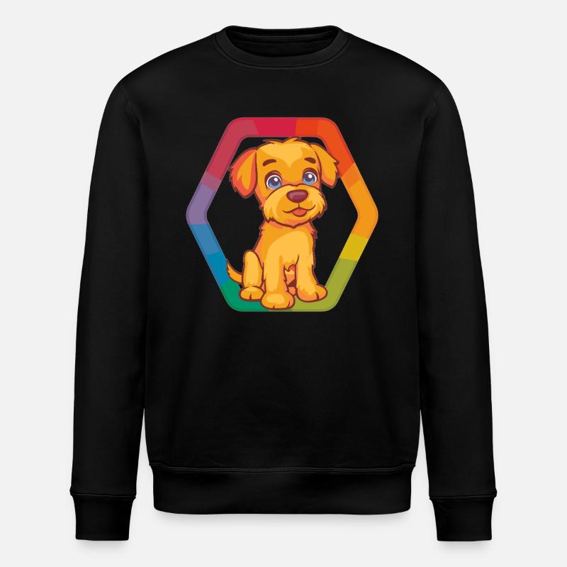 Bunter Hund mit Regenbogenrahmen - Stanley/Stella Unisex Bio-Sweatshirt ROLLER - Schwarz