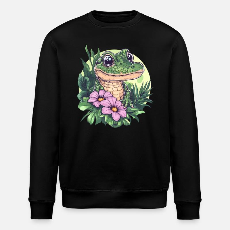 Krokodil im Dschungel - Stanley/Stella Unisex Bio-Sweatshirt ROLLER - Schwarz