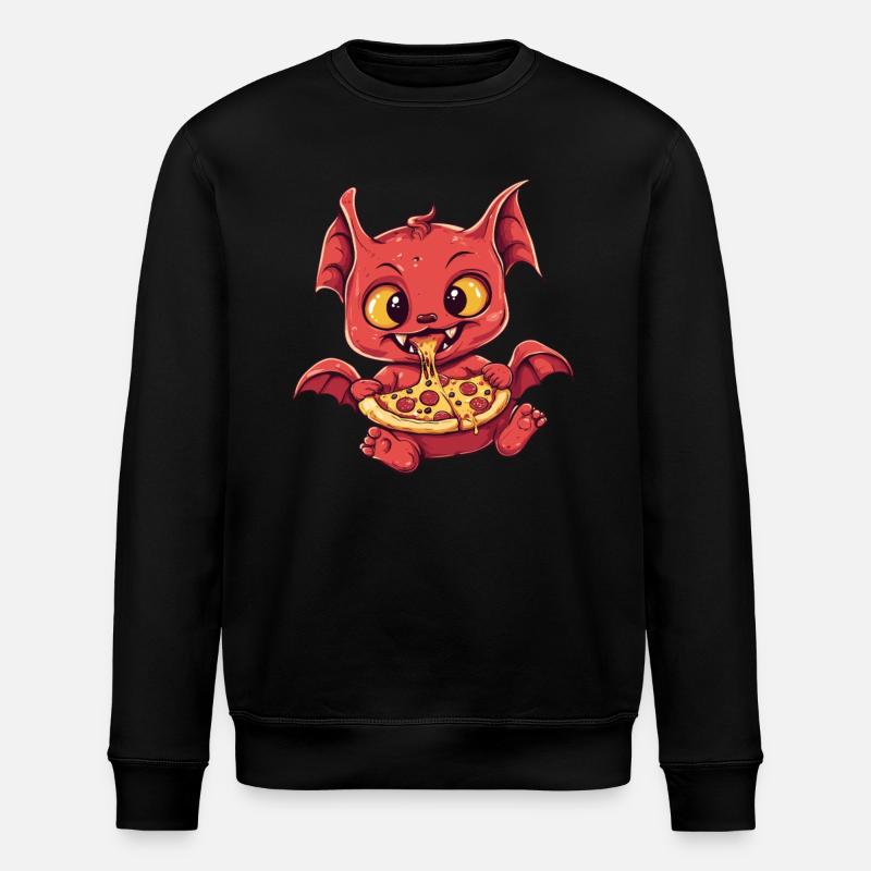 Devil with pizza - Stanley/Stella ROLLER Unisex Organic Sweatshirt - black