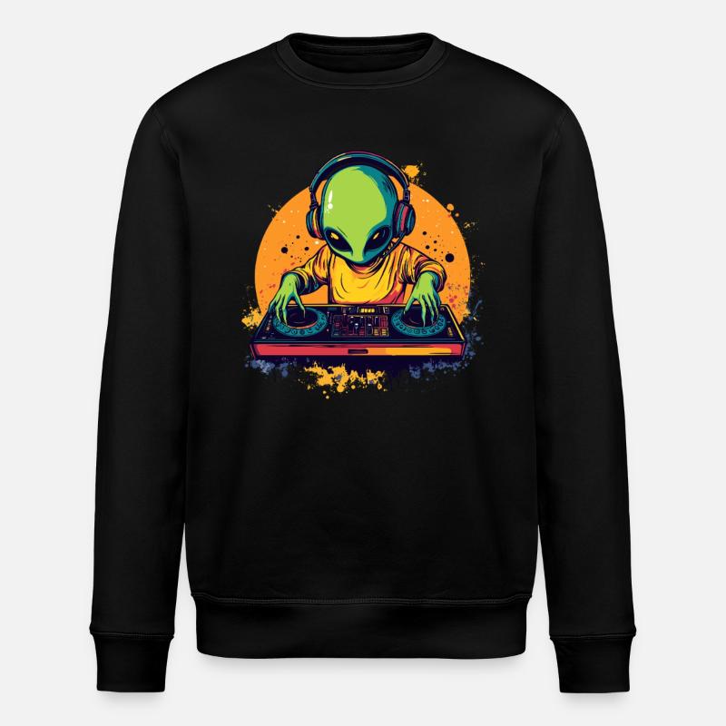 DJ Alien am Mischpult - Stanley/Stella Unisex Bio-Sweatshirt ROLLER - Schwarz