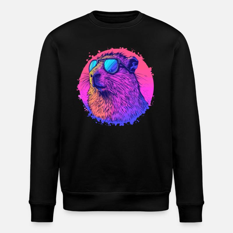 Capybara mit Sonnenbrille - Stanley/Stella Unisex Bio-Sweatshirt ROLLER - Schwarz