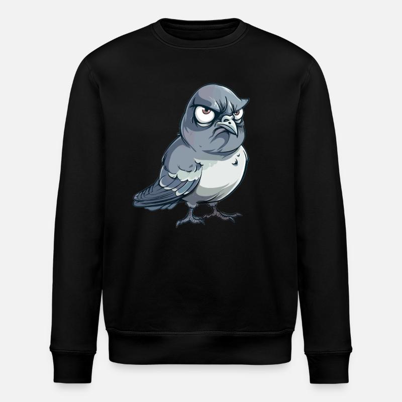 Grumpy Dove Comic Style - Stanley/Stella ROLLER Unisex Organic Sweatshirt - black