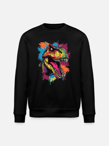 Bunter T-Rex Kopf - Stanley/Stella Unisex Bio-Sweatshirt ROLLER - Schwarz