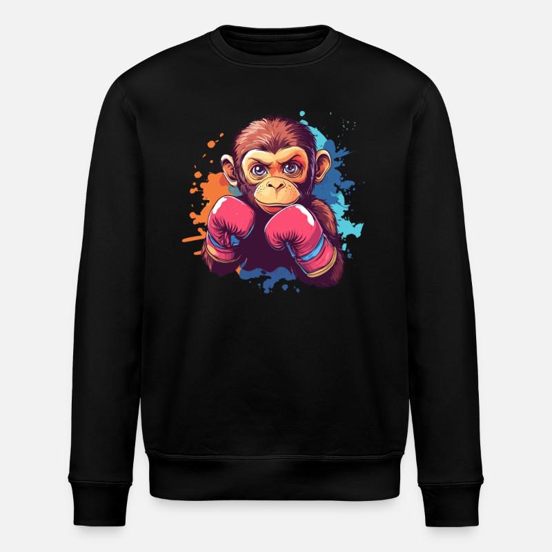 Boxing Monkey - Stanley/Stella ROLLER Unisex Organic Sweatshirt - black