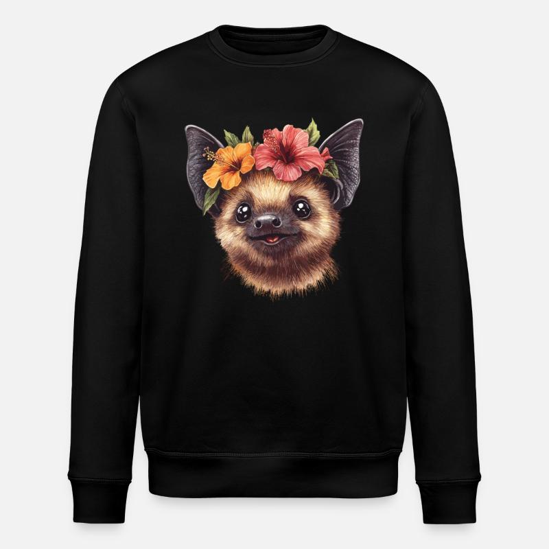 Bat with flowers - Stanley/Stella ROLLER Unisex Organic Sweatshirt - black