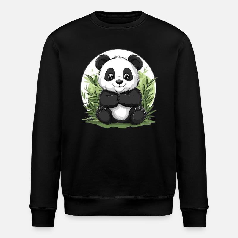 Panda im Bambuswald - Stanley/Stella Unisex Bio-Sweatshirt ROLLER - Schwarz