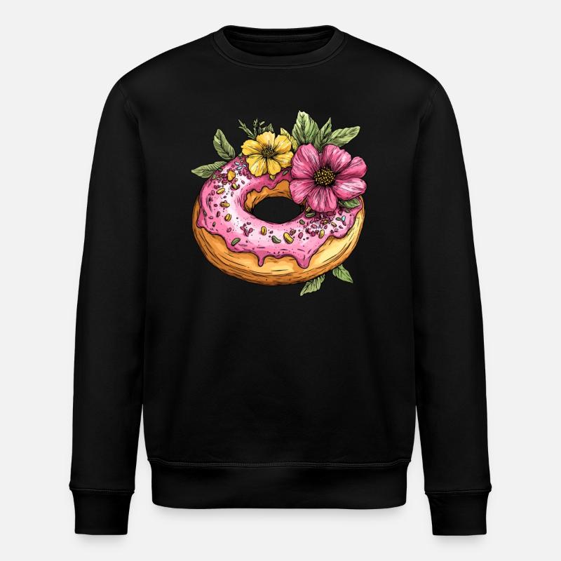 Beignet aux fleurs - Sweat bio ROLLER Stanley/Stella Unisexe - noir