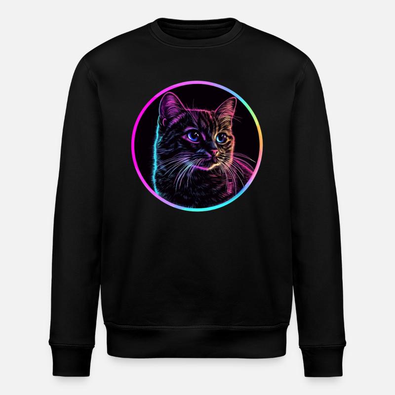 Chat néon en cercle - Sweat bio ROLLER Stanley/Stella Unisexe - noir