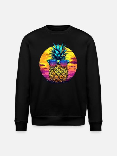 Sun pineapple with glasses - Stanley/Stella ROLLER Unisex Organic Sweatshirt - black