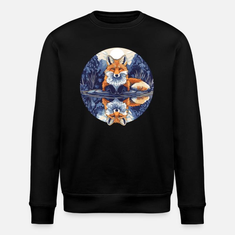 Fox with reflection - Stanley/Stella ROLLER Unisex Organic Sweatshirt - black