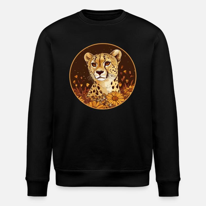 Gepard im Blütenfeld - Stanley/Stella Unisex Bio-Sweatshirt ROLLER - Schwarz