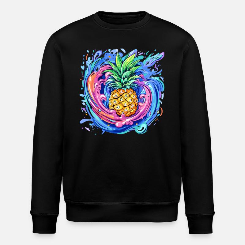 Ananas mit Farbspritzer - Stanley/Stella Unisex Bio-Sweatshirt ROLLER - Schwarz