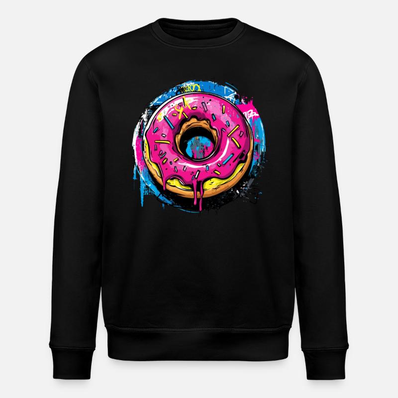 Donut in graffiti style - Stanley/Stella ROLLER Unisex Organic Sweatshirt - black
