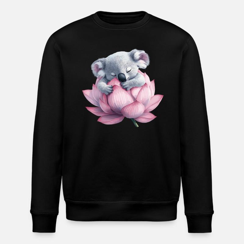 Schlafender Koala auf Lotus - Stanley/Stella Unisex Bio-Sweatshirt ROLLER - Schwarz