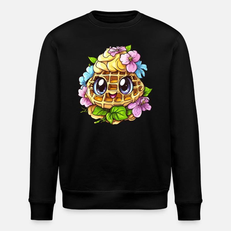 Gaufre florale joyeuse - Sweat bio ROLLER Stanley/Stella Unisexe - noir