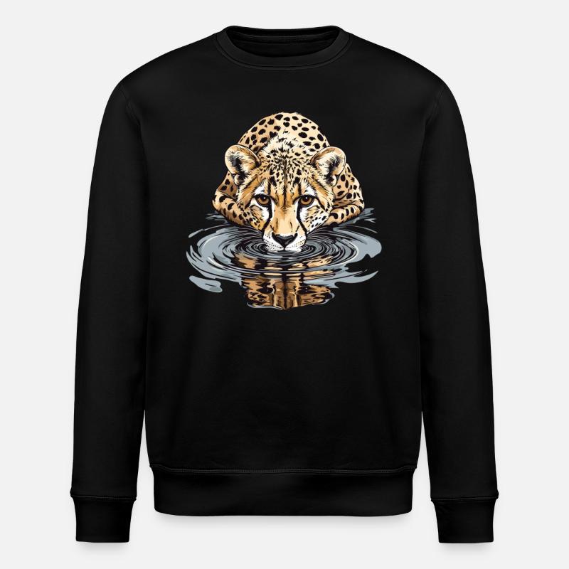 Gepard am Wasser - Stanley/Stella Unisex Bio-Sweatshirt ROLLER - Schwarz