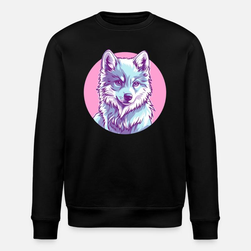 Loup arctique en rose - Sweat bio ROLLER Stanley/Stella Unisexe - noir
