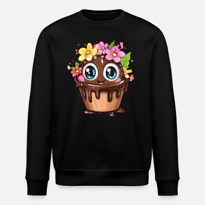 Cupcake mit Blumen - Stanley/Stella Unisex Bio-Sweatshirt ROLLER - Schwarz