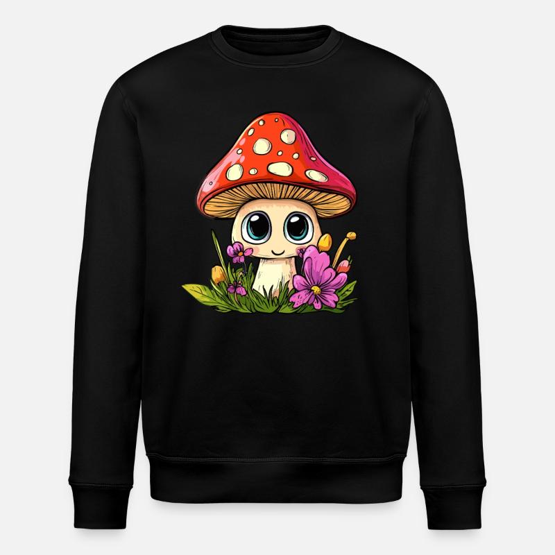 Champignon avec des fleurs - Sweat bio ROLLER Stanley/Stella Unisexe - noir
