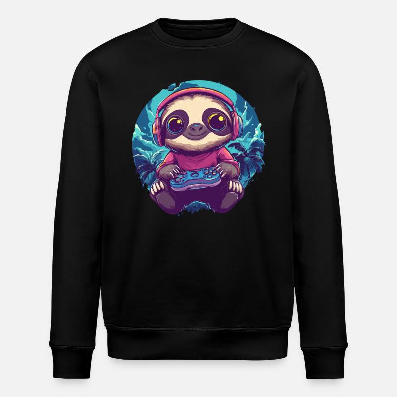Gamer Faultier Chillmodus - Stanley/Stella Unisex Bio-Sweatshirt ROLLER - Schwarz