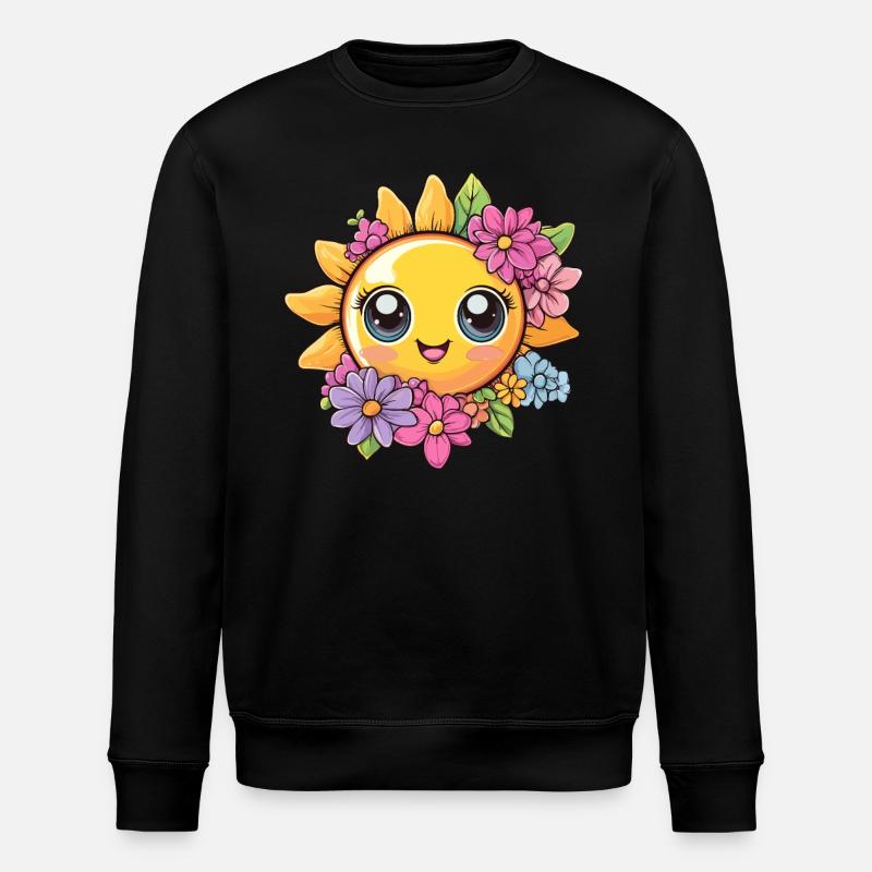 Sonnenschein mit Blumenkranz - Stanley/Stella Unisex Bio-Sweatshirt ROLLER - Schwarz