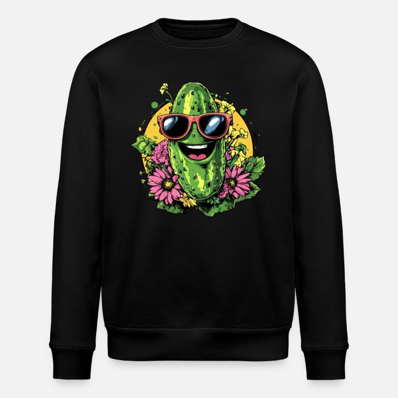 Cool cucumber with sunglasses - Stanley/Stella ROLLER Unisex Organic Sweatshirt - black