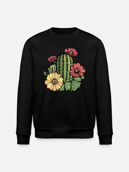 Cactus with flowers - Stanley/Stella ROLLER Unisex Organic Sweatshirt - black
