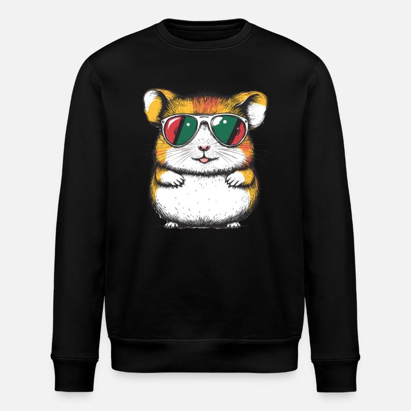 Cool hamster with glasses - Stanley/Stella ROLLER Unisex Organic Sweatshirt - black